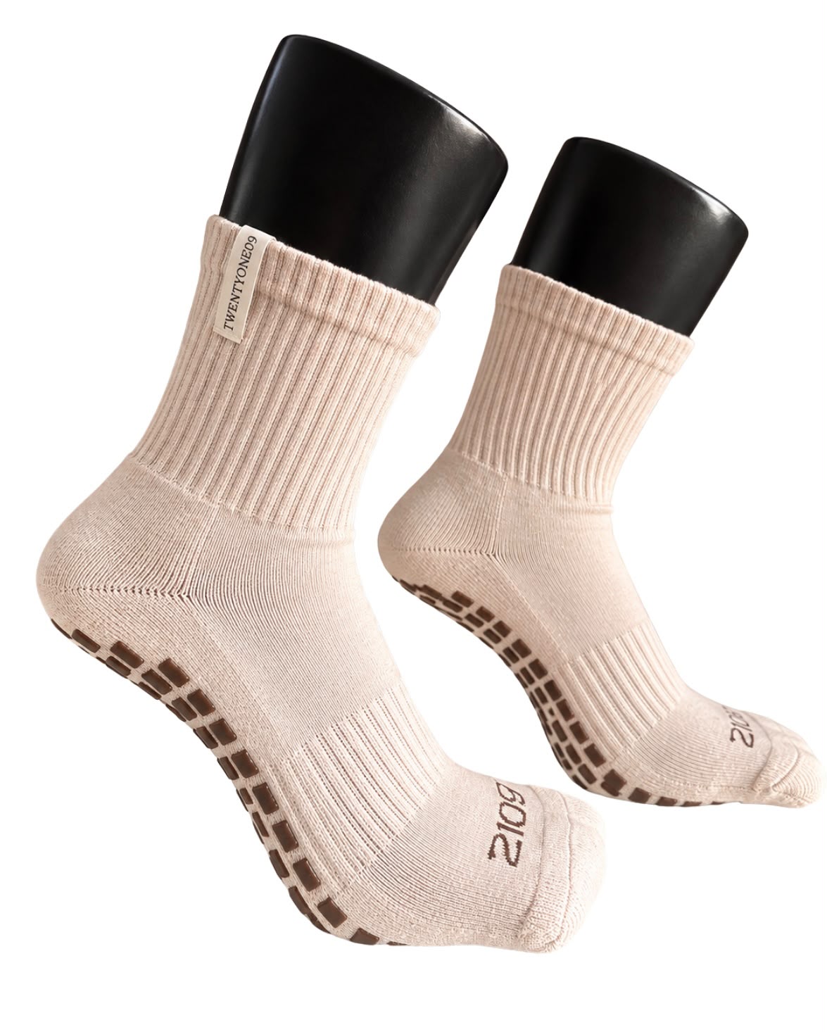 Ultimate Grip Tagged Crew Socks - Cappuccino