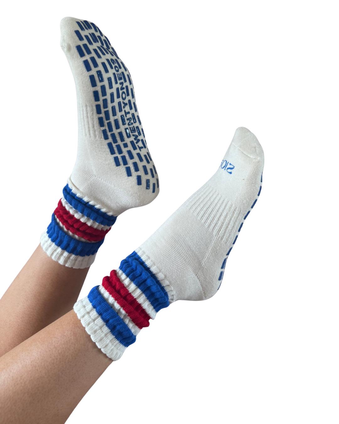 Ultimate Grip Stripey Slouch Socks - Retro