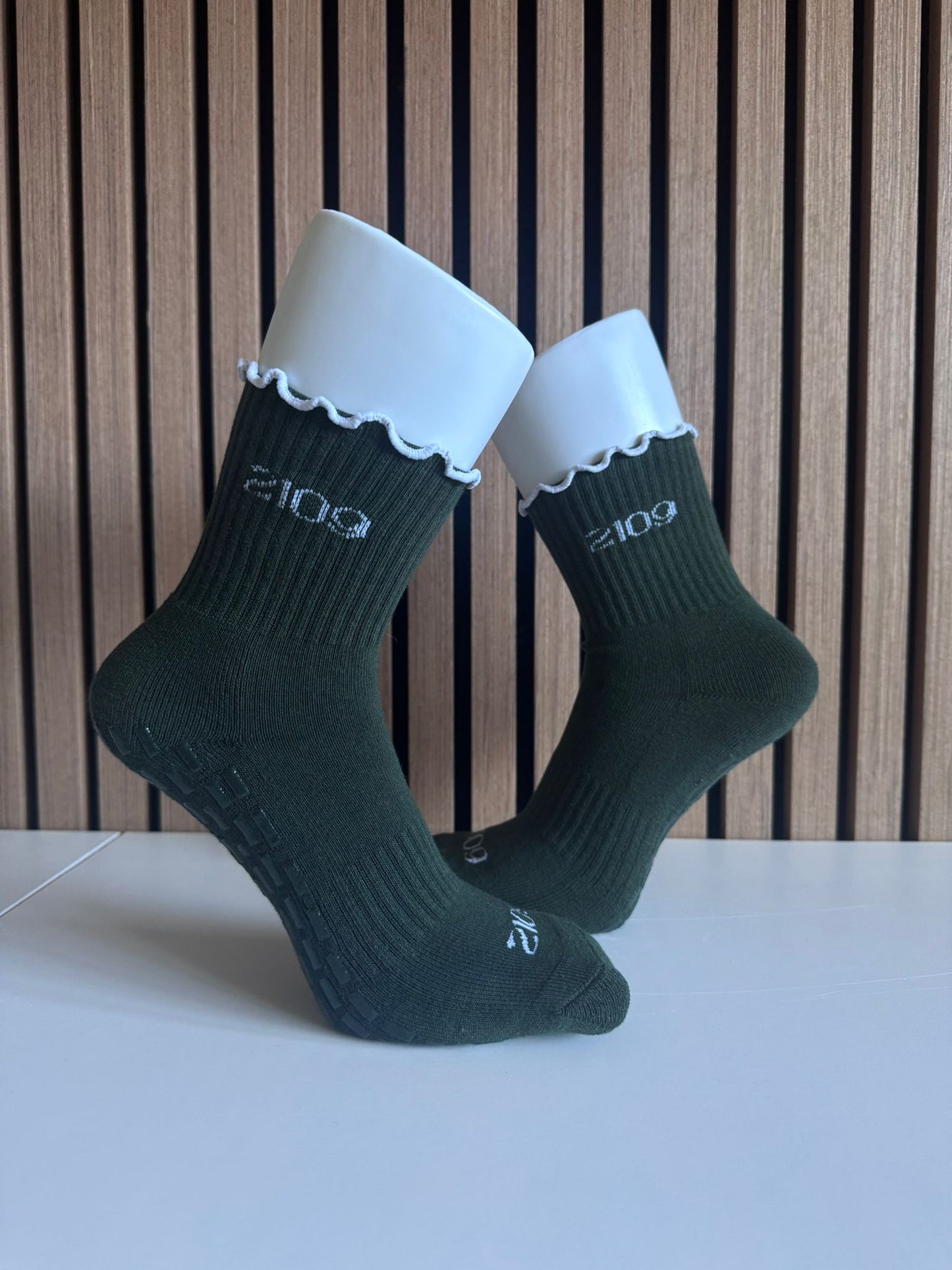 Ultimate Grip Ruffle Socks - Classic Forest Green