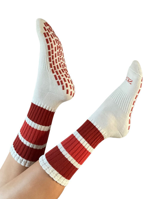 Ultimate Grip Stripey Slouch Socks - Burnt Orange