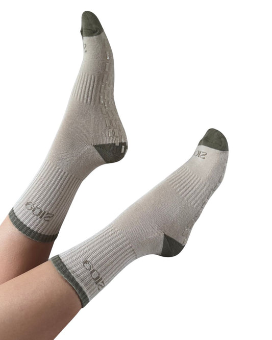 Ultimate Grip Crew Socks - Cappuccino and Olive 