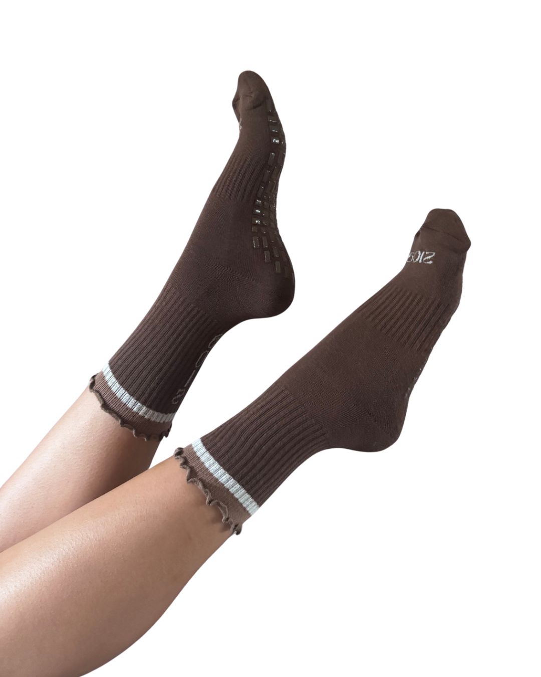 Ultimate Grip Ruffle Socks - Chocolate Bar