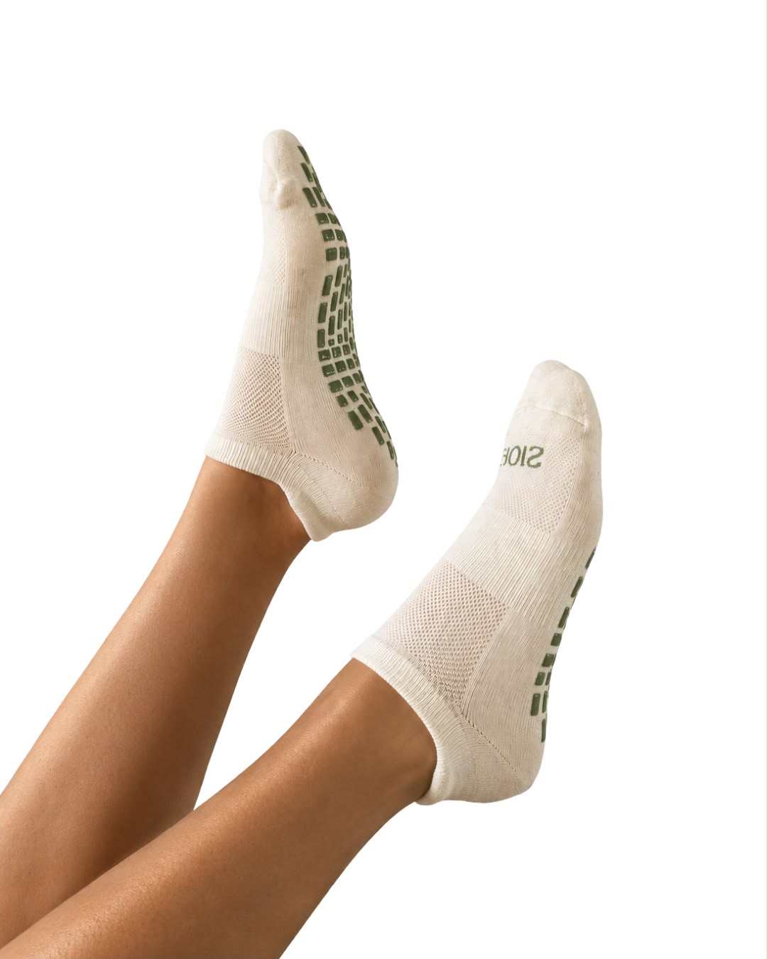 Ultimate Grip Low Ankle Socks - Cream and Olive